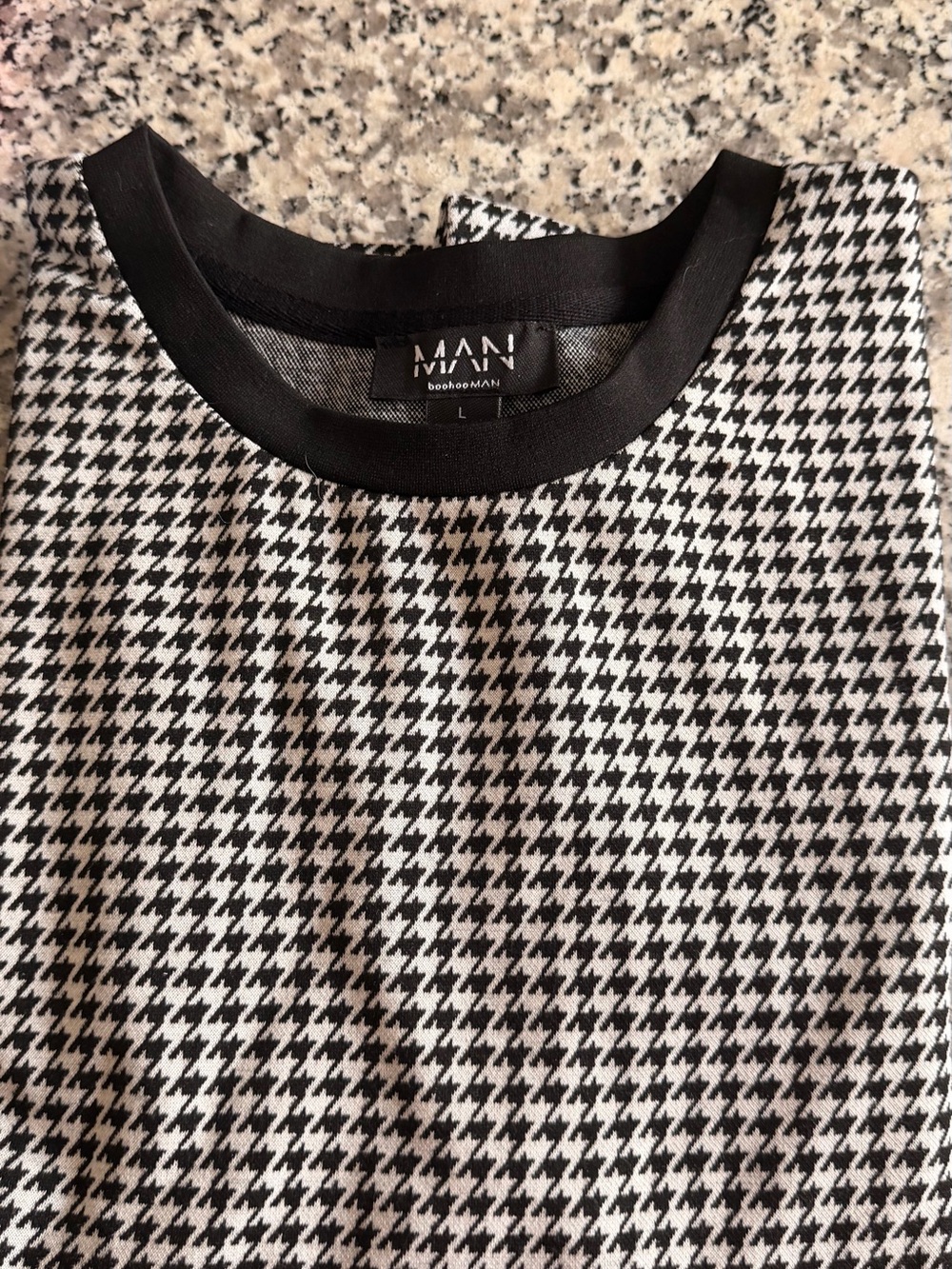 Boohoo Black & White Houndstooth Dress Shirt